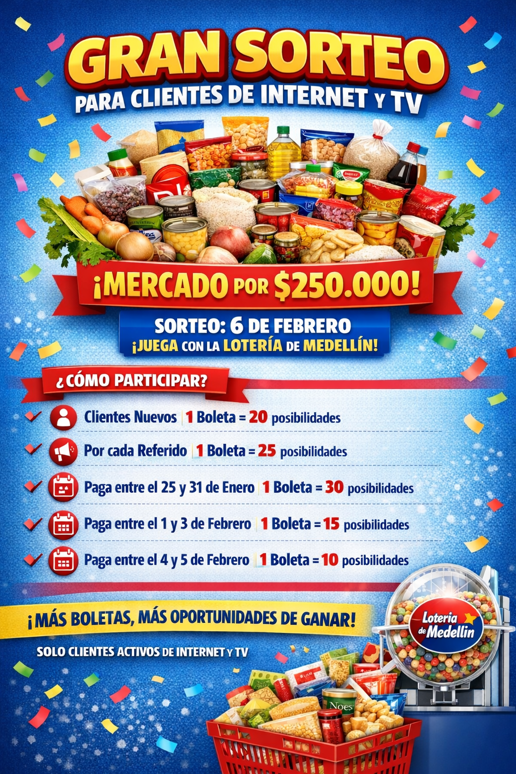 🎉 GRAN SORTEO PARA NUESTROS CLIENTES DE INTERNET Y TV 🎉